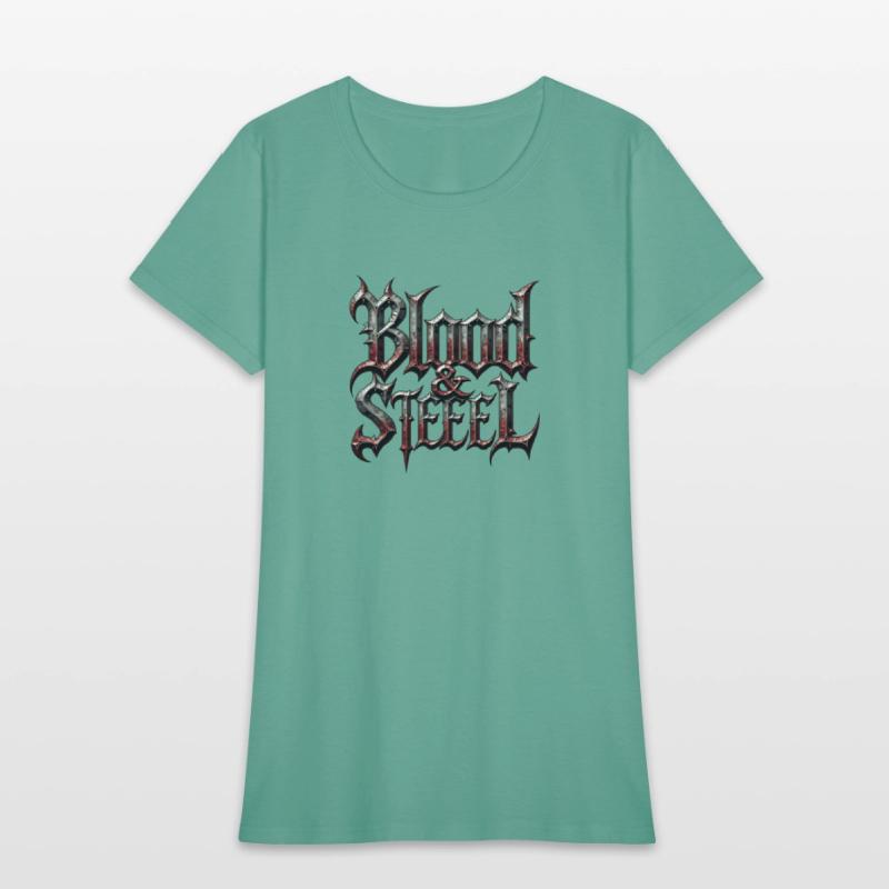 Blood & Steel - Bold Medieval Typography T-Shirt