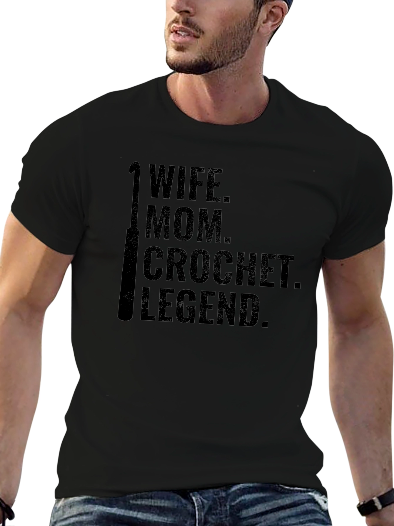 Wife Mom Crochet Legend Black T-Shirt