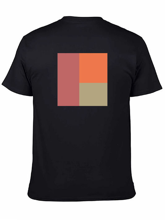 Abstract Color Block Graphic Print Black T-Shirt