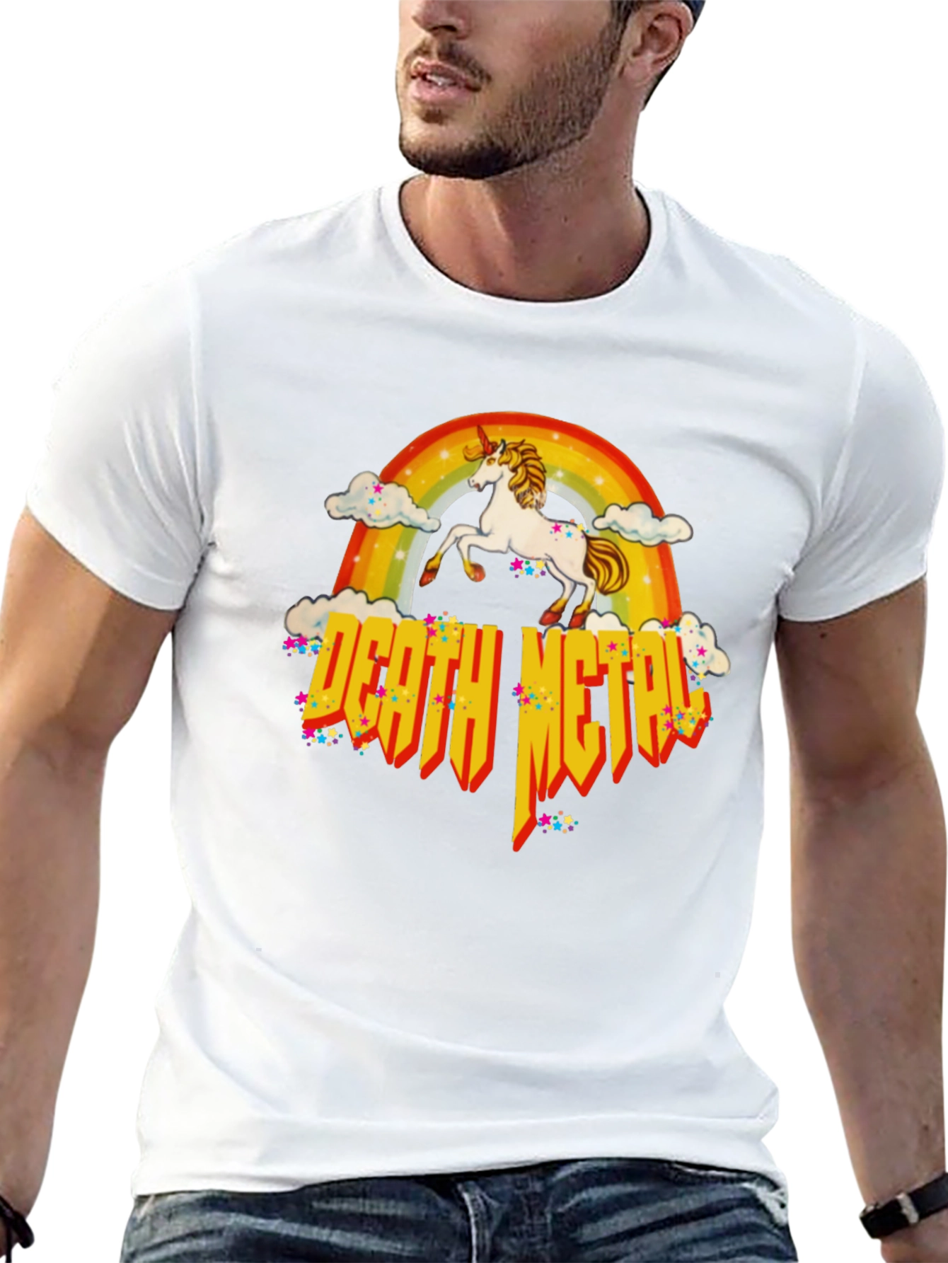 Unicorn Rainbow Death Metal Graphic T-Shirt