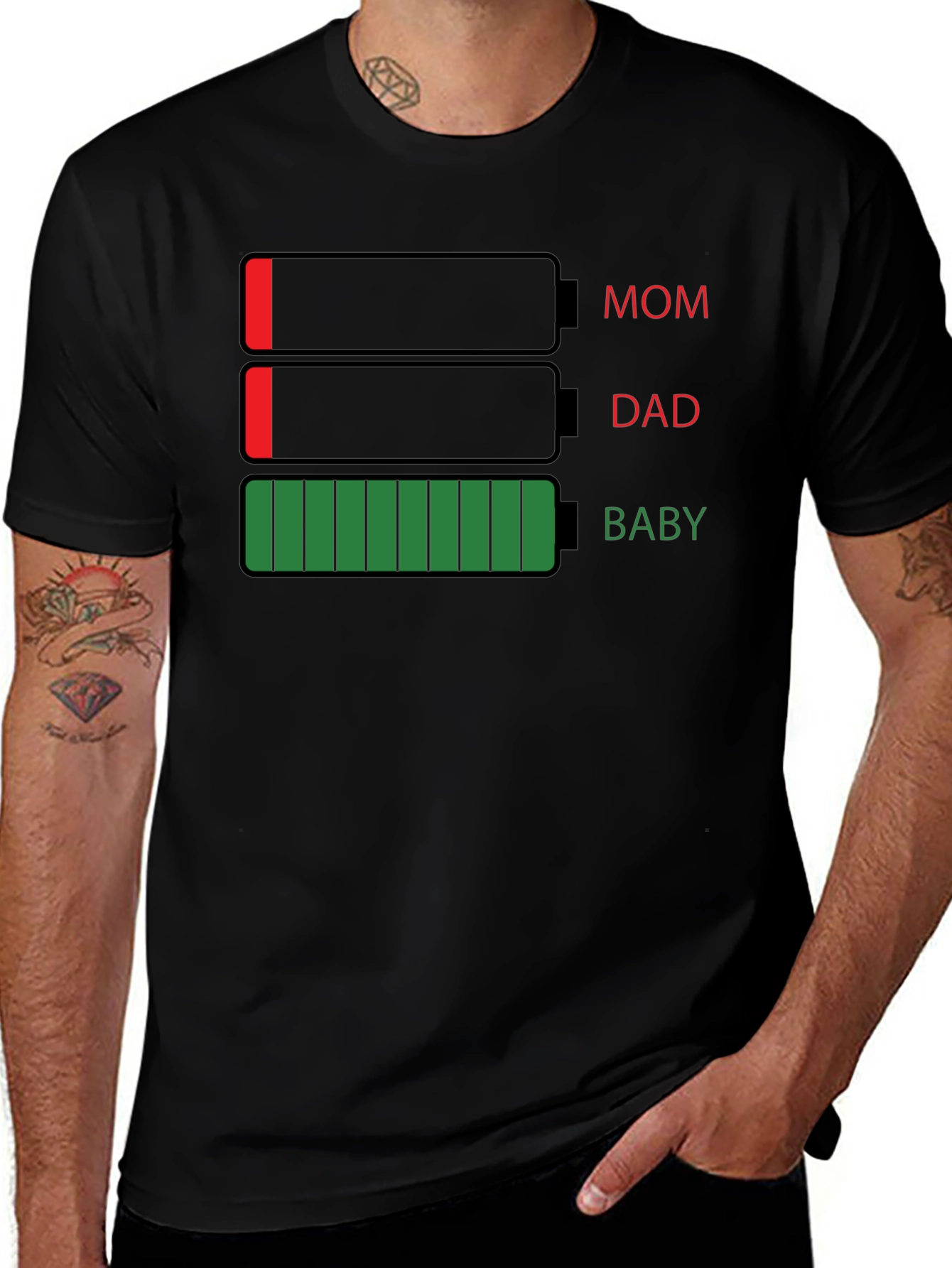 Battery Life Family T-Shirt - Mom Dad Baby
