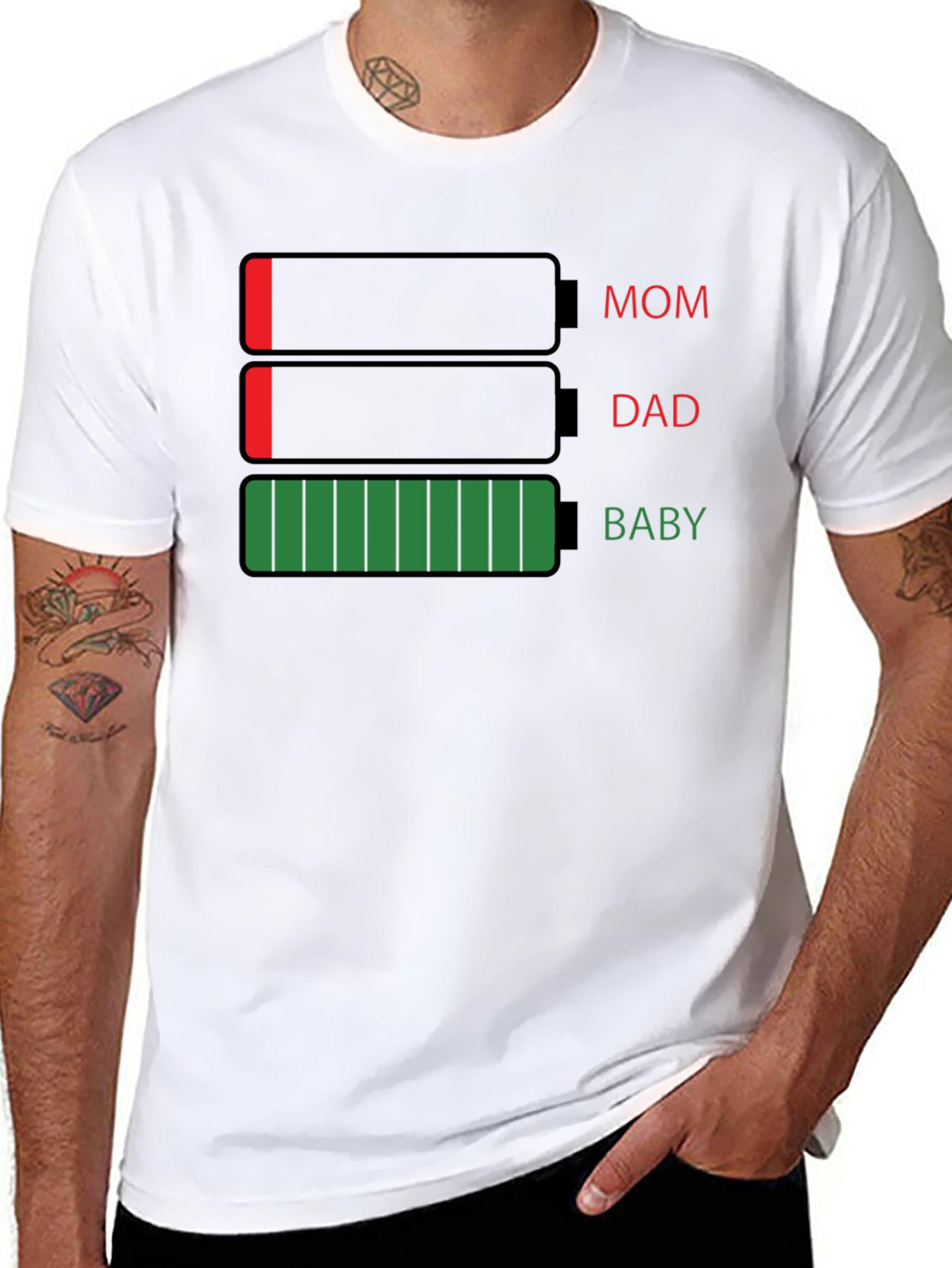 Battery Life Family T-Shirt - Mom Dad Baby