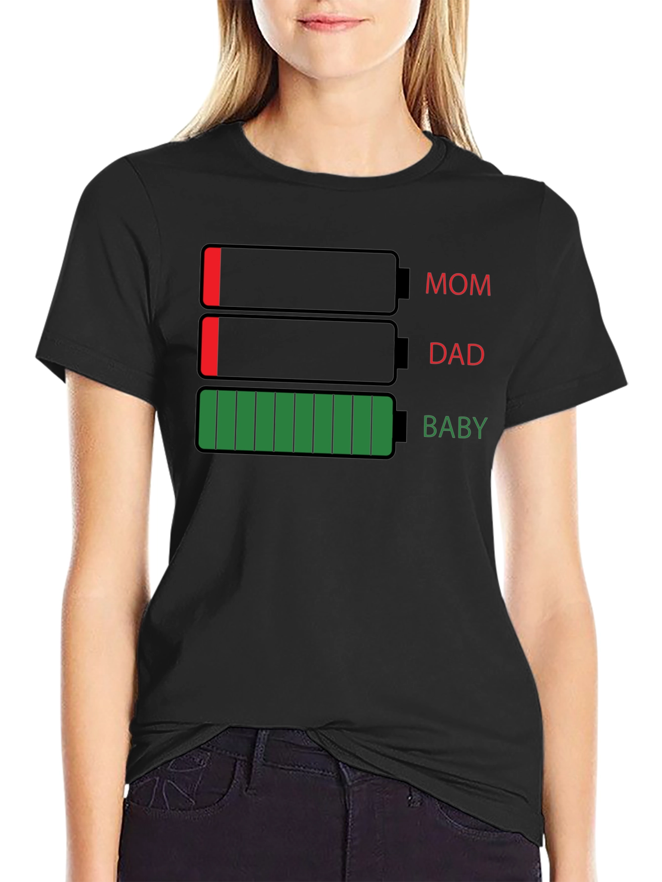 Battery Life Family T-Shirt - Mom Dad Baby