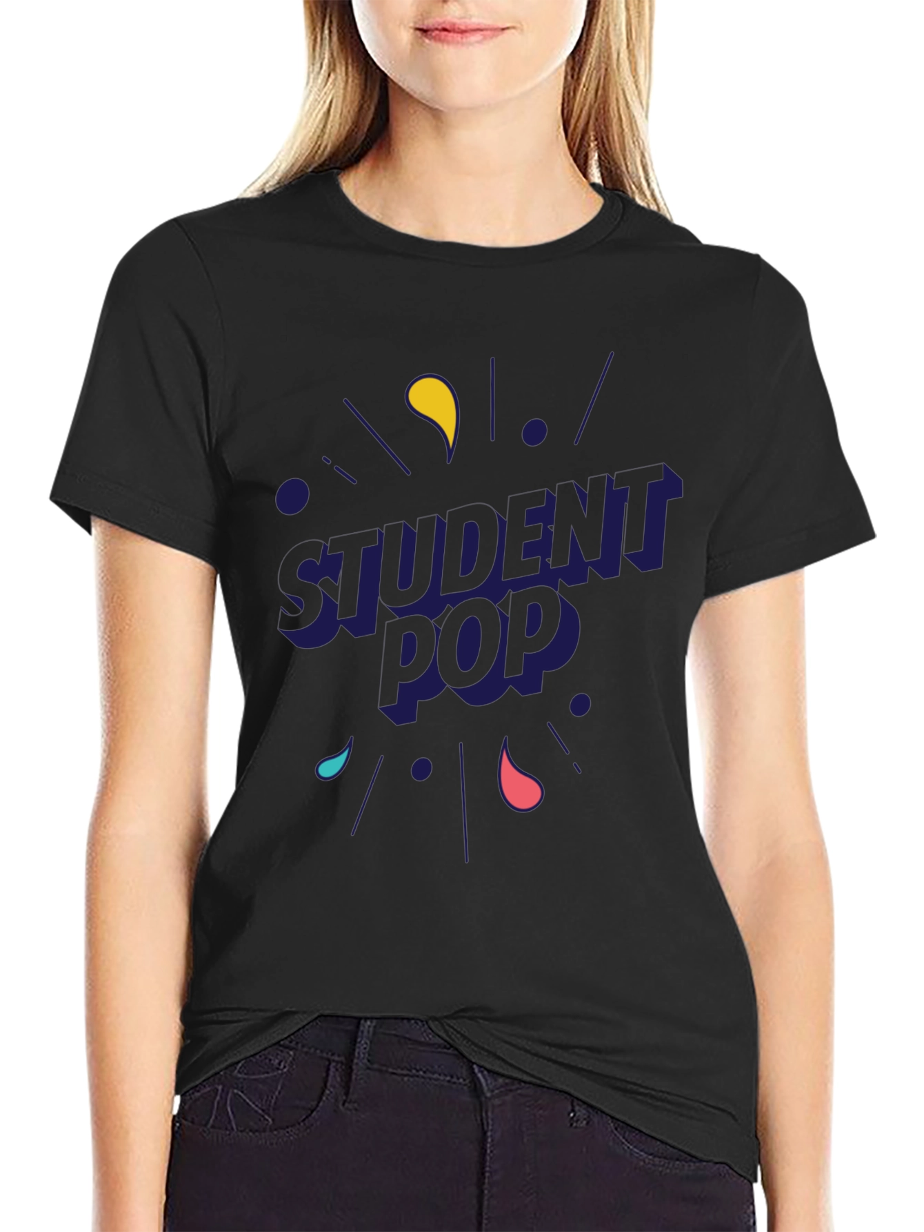 Student Pop Graphic T-Shirt - Black