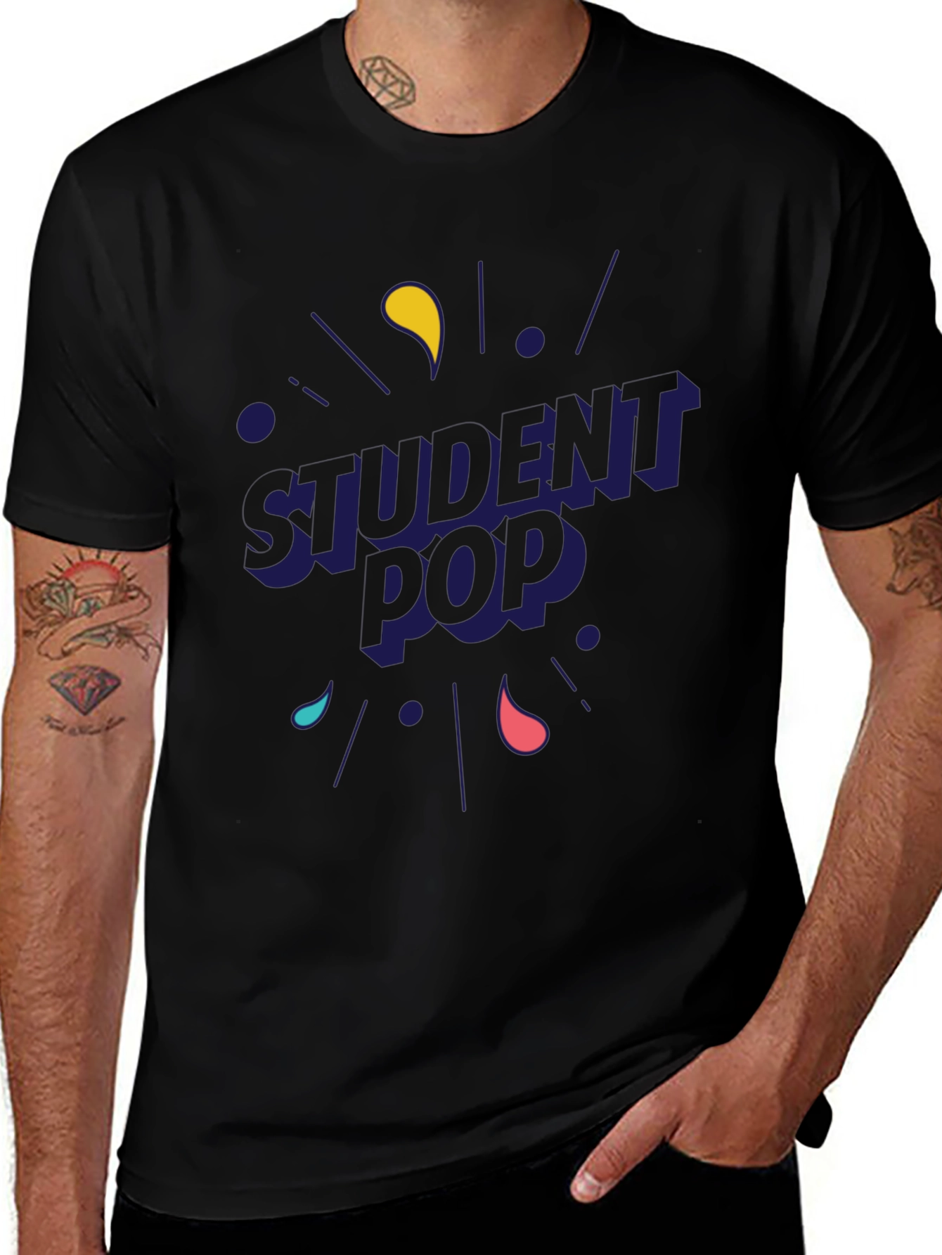 Student Pop Graphic T-Shirt - Black