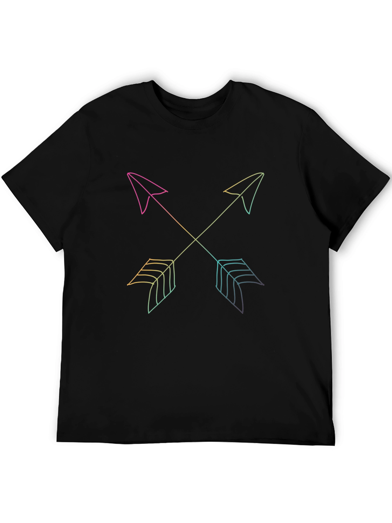 Trendy Crossed Arrows Graphic Black T-Shirt