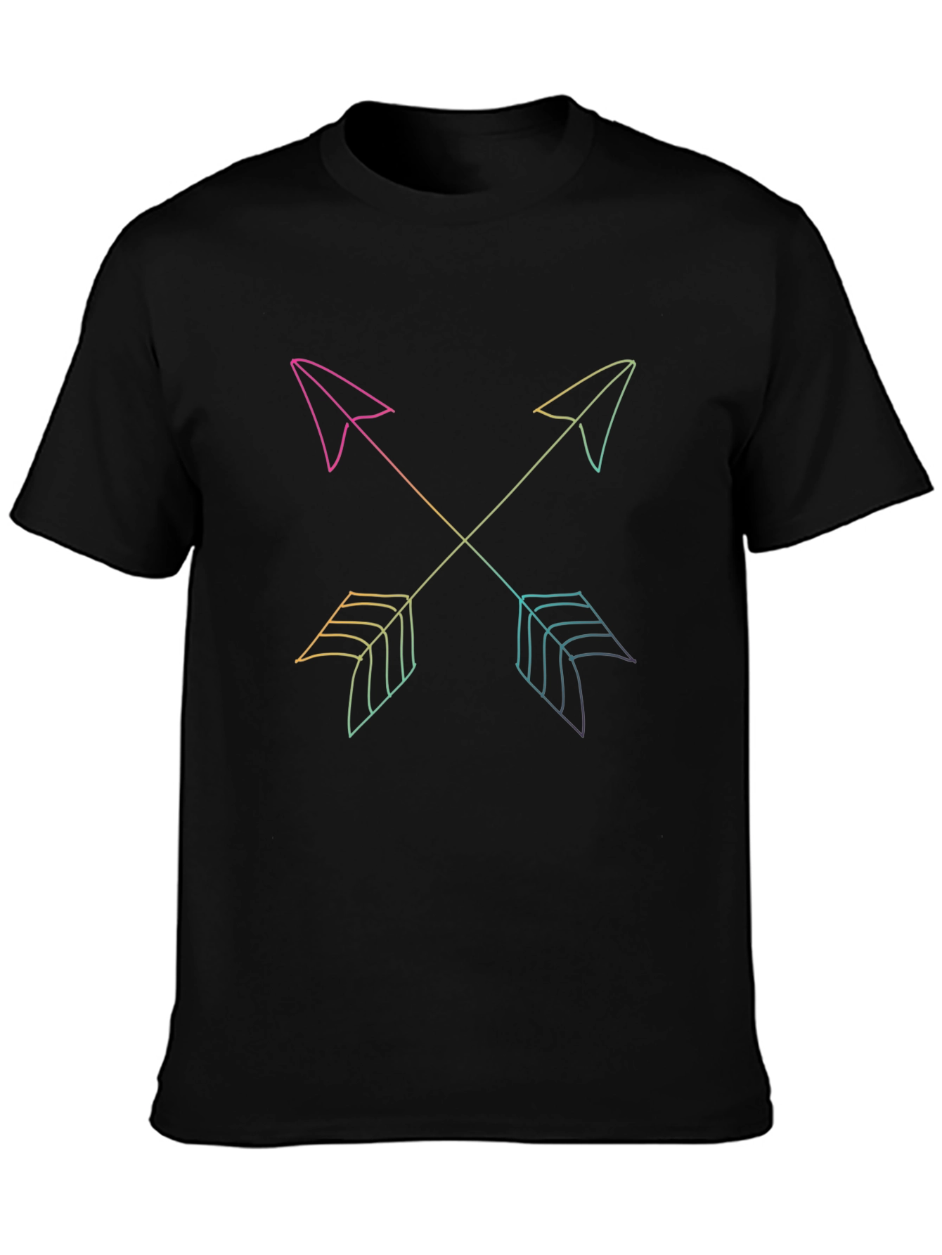 Trendy Crossed Arrows Graphic Black T-Shirt