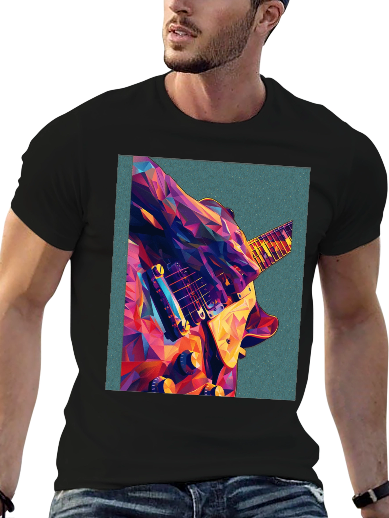 Abstract Guitar Graphic Tee - Music Lover Shirt