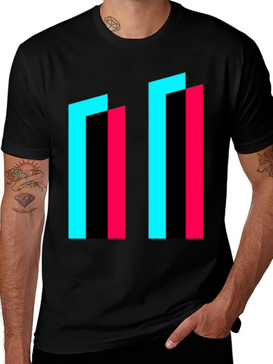 Abstract Geometric Graphic Tee - Modern Style