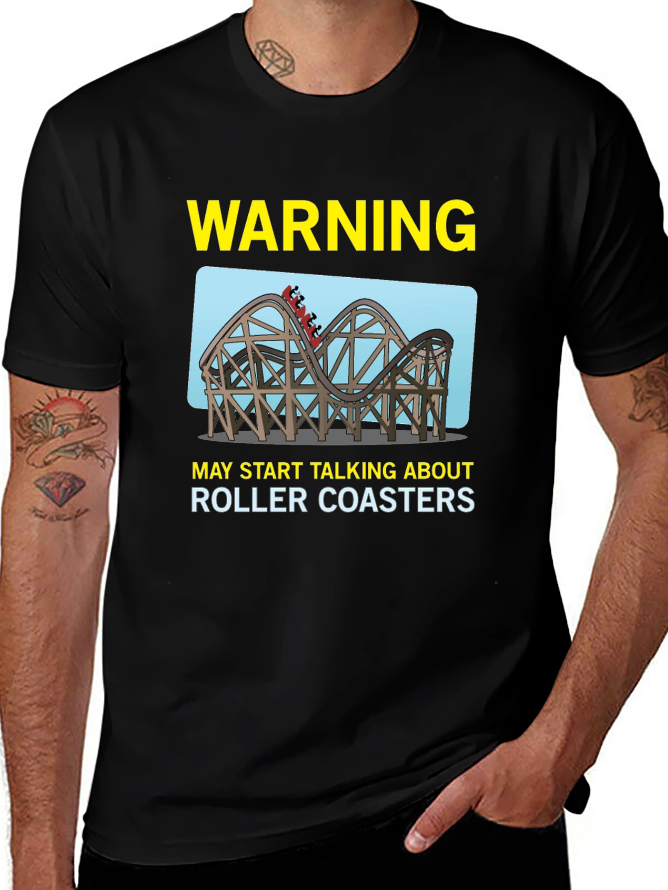Warning Roller Coasters T-Shirt - Black