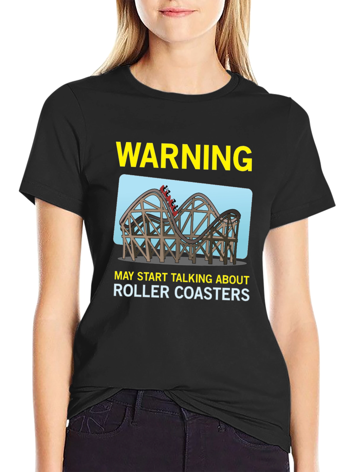 Warning Roller Coasters T-Shirt - Black