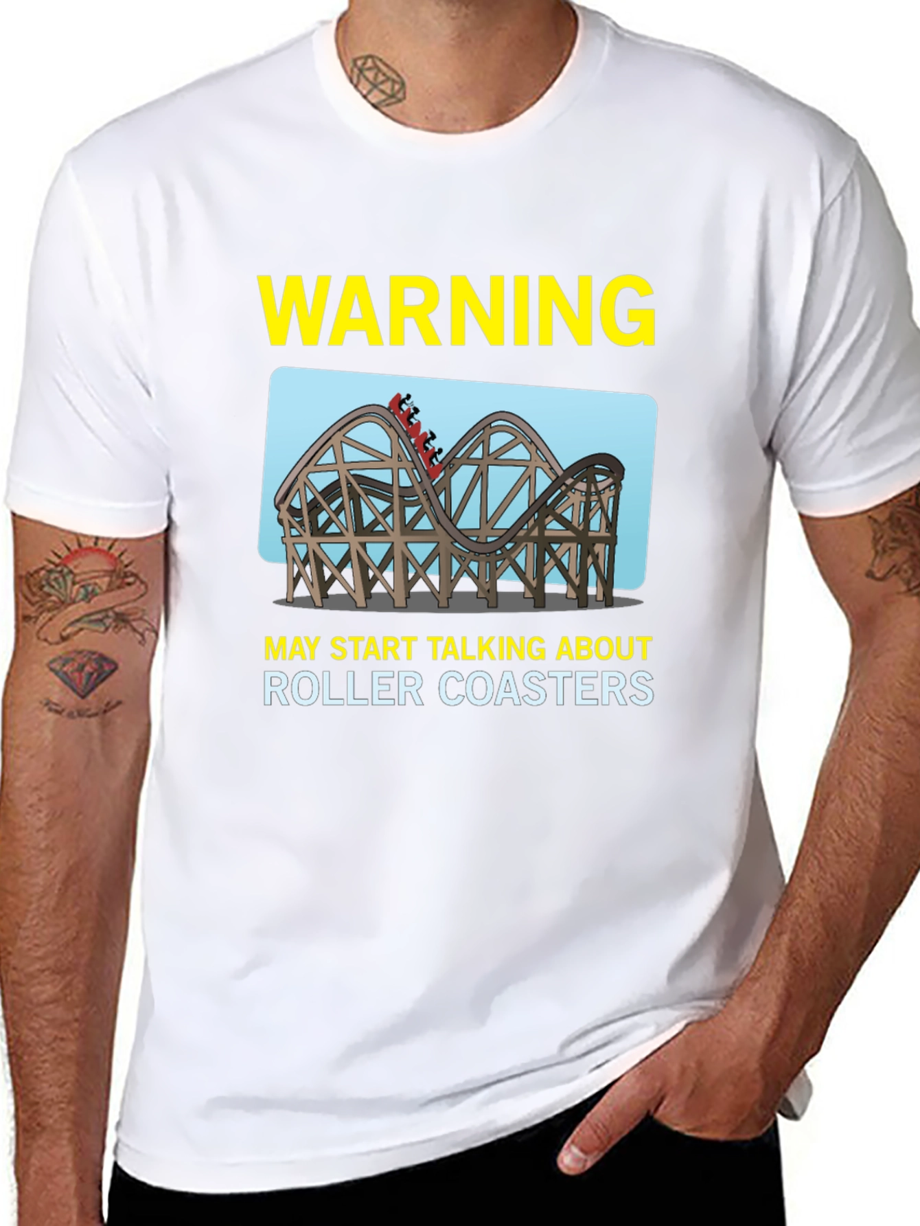 Warning Roller Coasters T-Shirt - Black