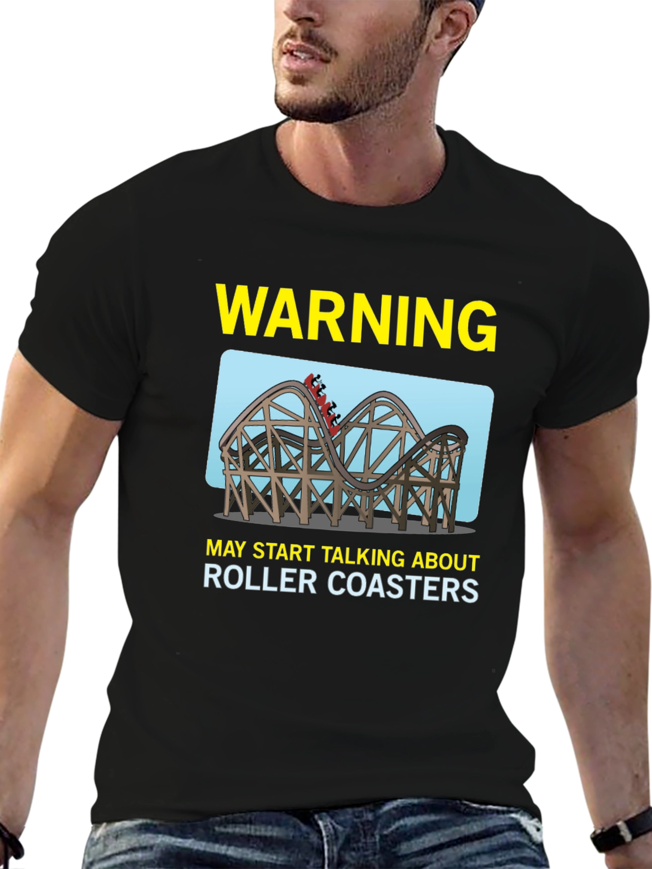 Warning Roller Coasters T-Shirt - Black