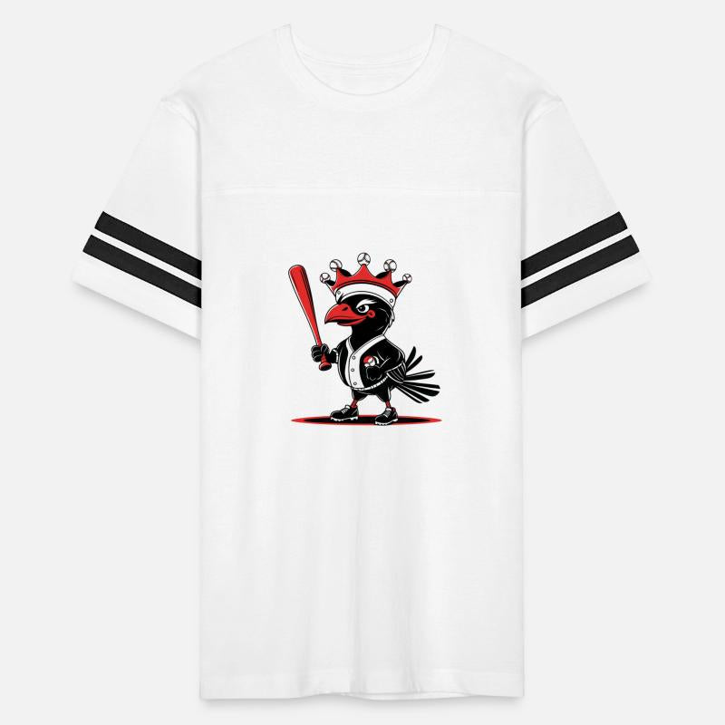 Cartoon Baseball Bird With Crown Vintage Style