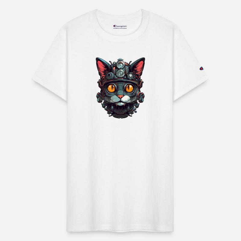 Cat Robot Cyborg Head Portrait Steampunk Cyberpunk