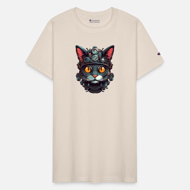 Cat Robot Cyborg Head Portrait Steampunk Cyberpunk