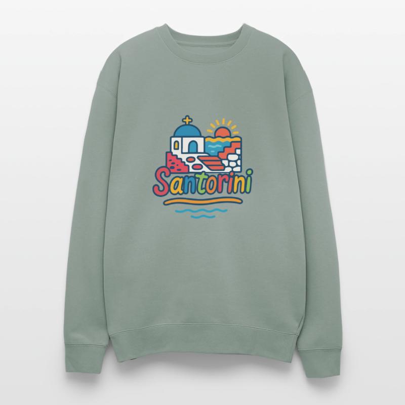 Colorful Graphic of Santorini in Greece