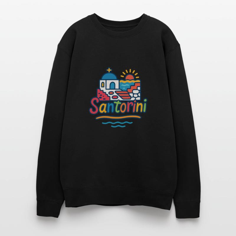 Colorful Graphic of Santorini in Greece