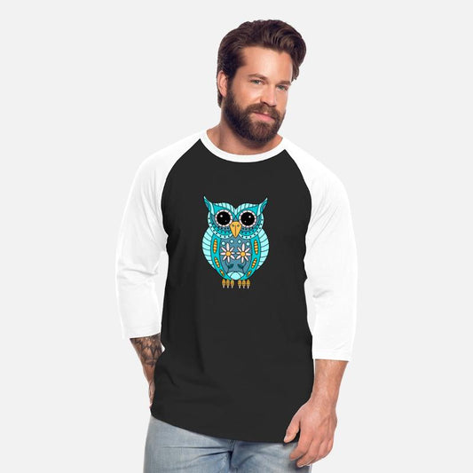 Colorful Teal Owl With Yellow Flowers Mandala Styl
