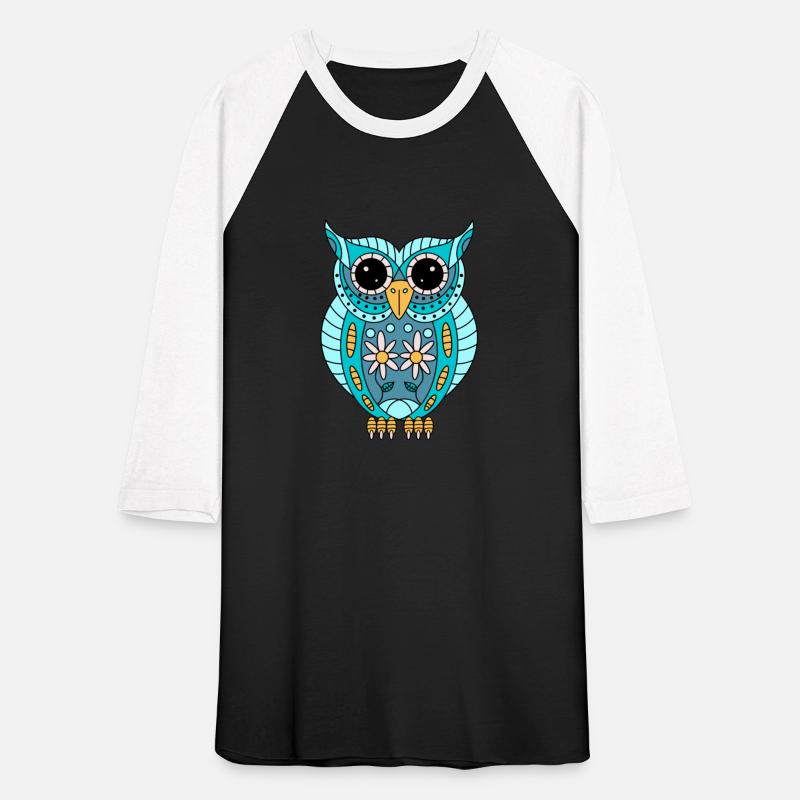 Colorful Teal Owl With Yellow Flowers Mandala Styl