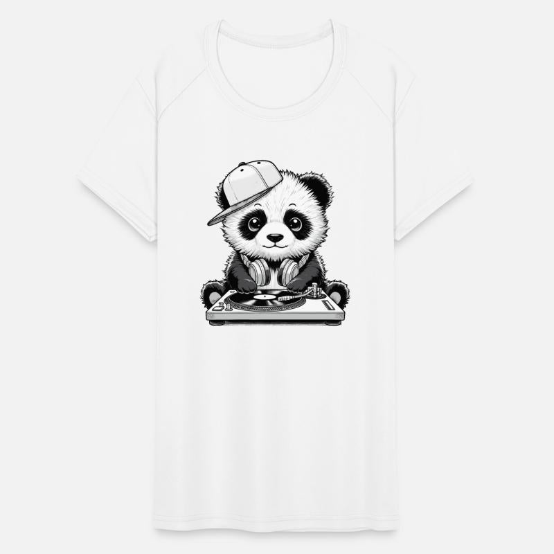 cool panda motif as a DJ with headphones