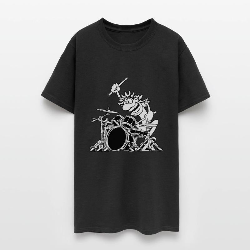 Crazy Drummer Cartoon Illustration