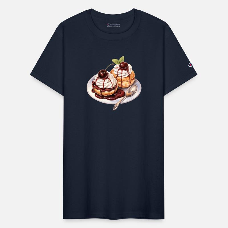 Cream Puffs Topped With Chocolate Glaze & Cherries