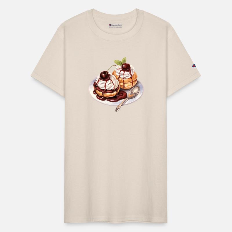 Cream Puffs Topped With Chocolate Glaze & Cherries