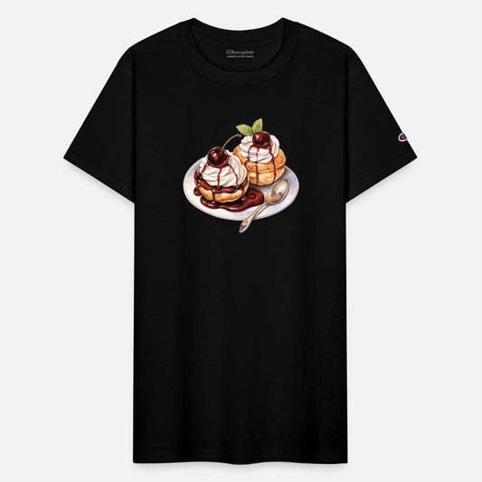 Cream Puffs Topped With Chocolate Glaze & Cherries