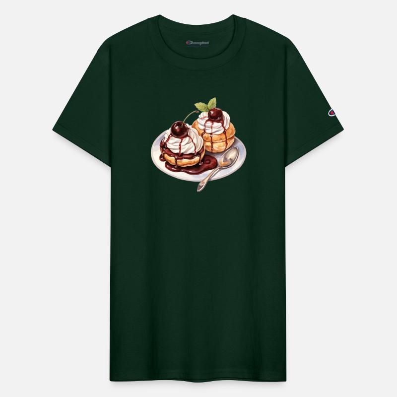 Cream Puffs Topped With Chocolate Glaze & Cherries