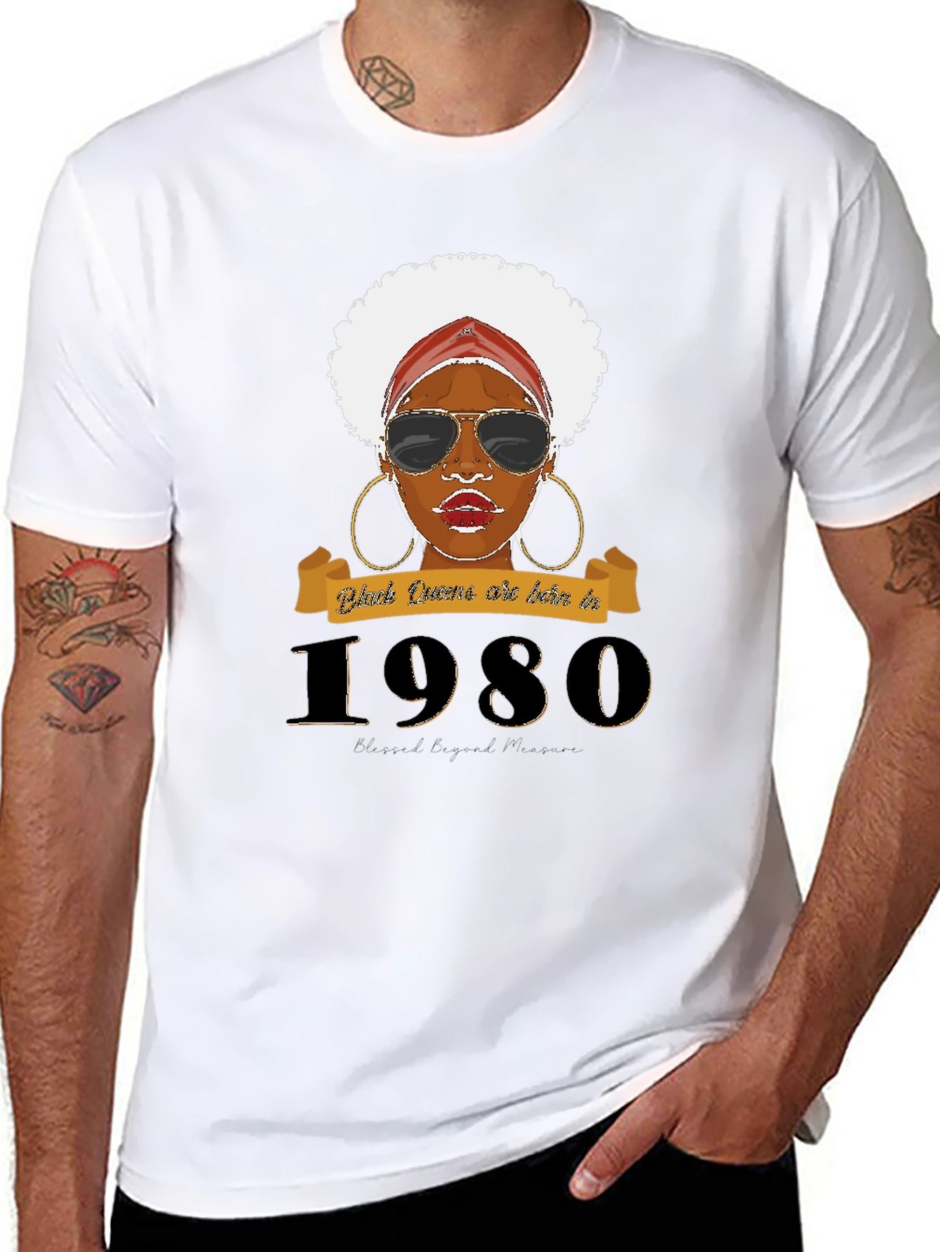 Black Queen Born in 1980 T-Shirt