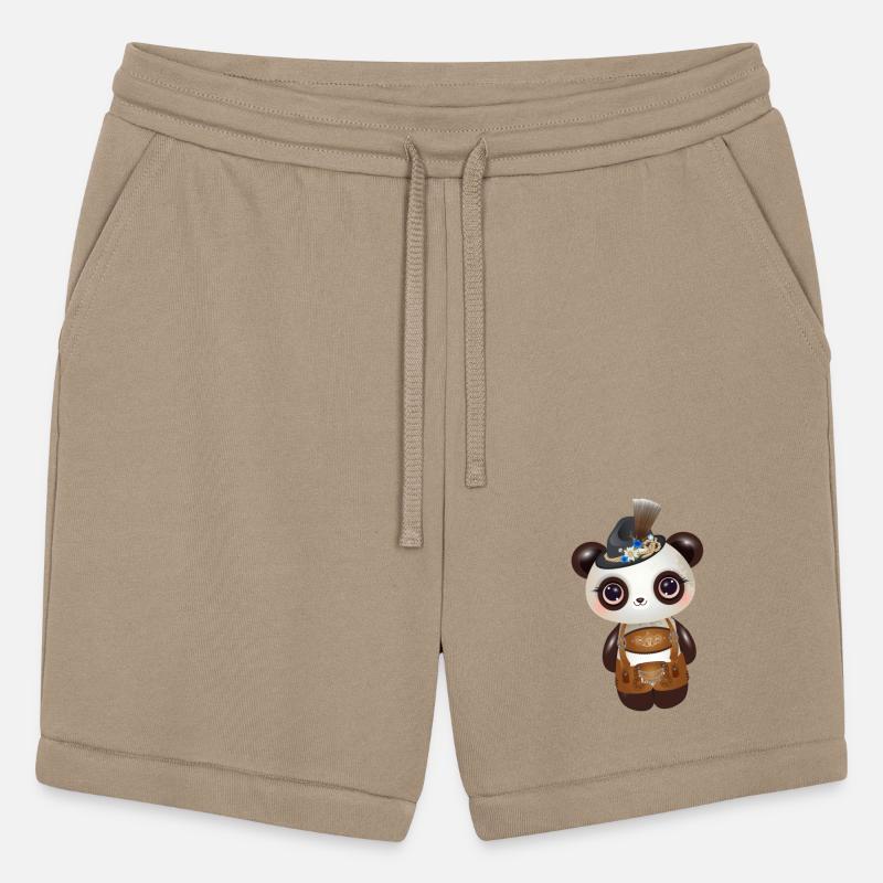 cute panda in costume with hat and leather pants