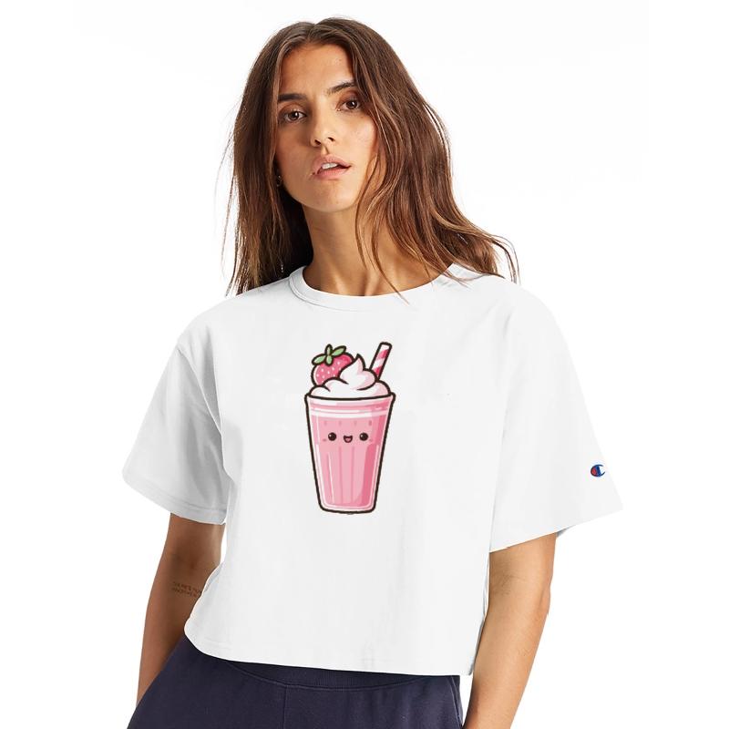 Cute Strawberry Milkshake with Whipped Cream