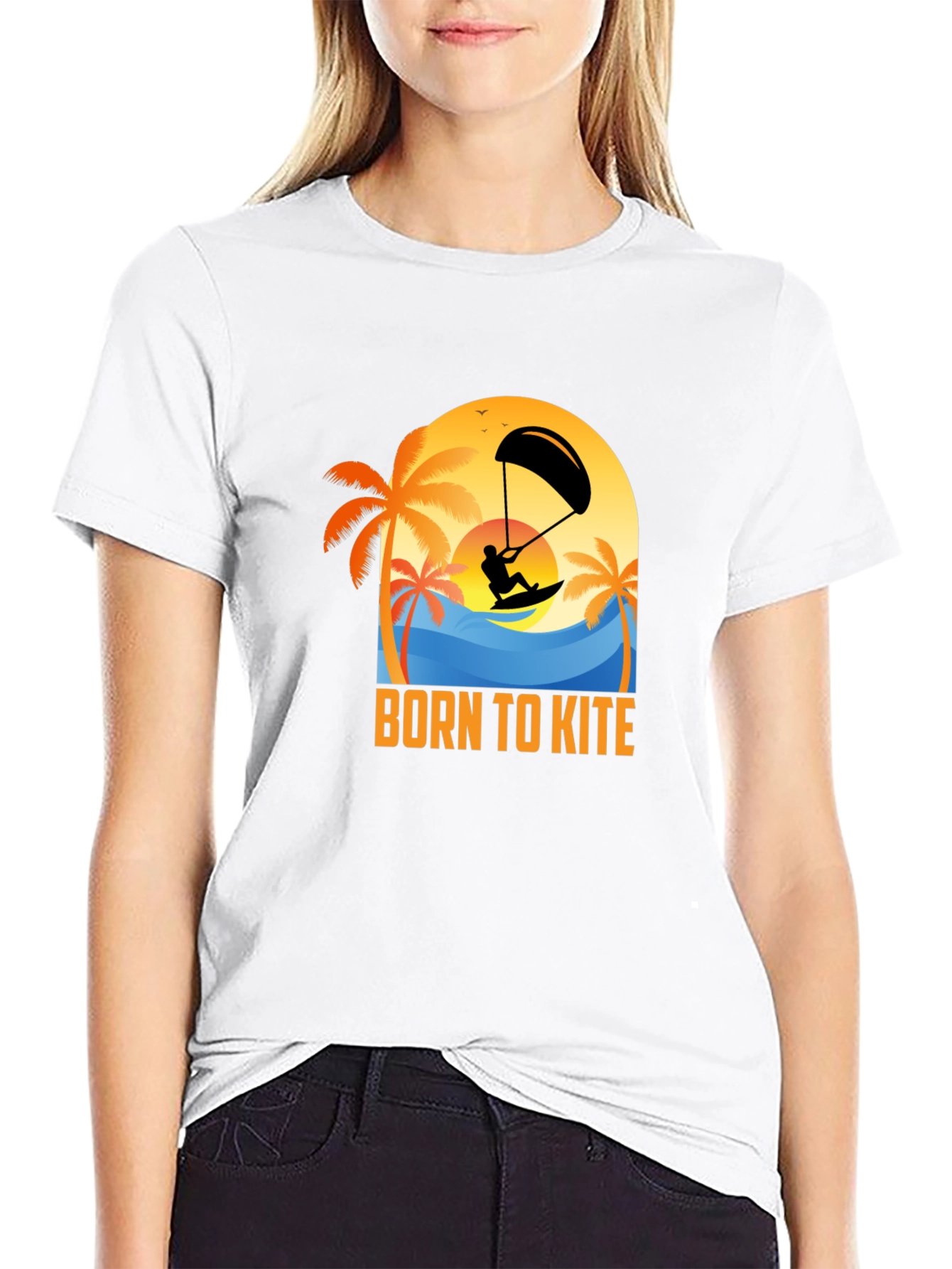 Born to Kite T-Shirt: Kitesurfing Beach Design