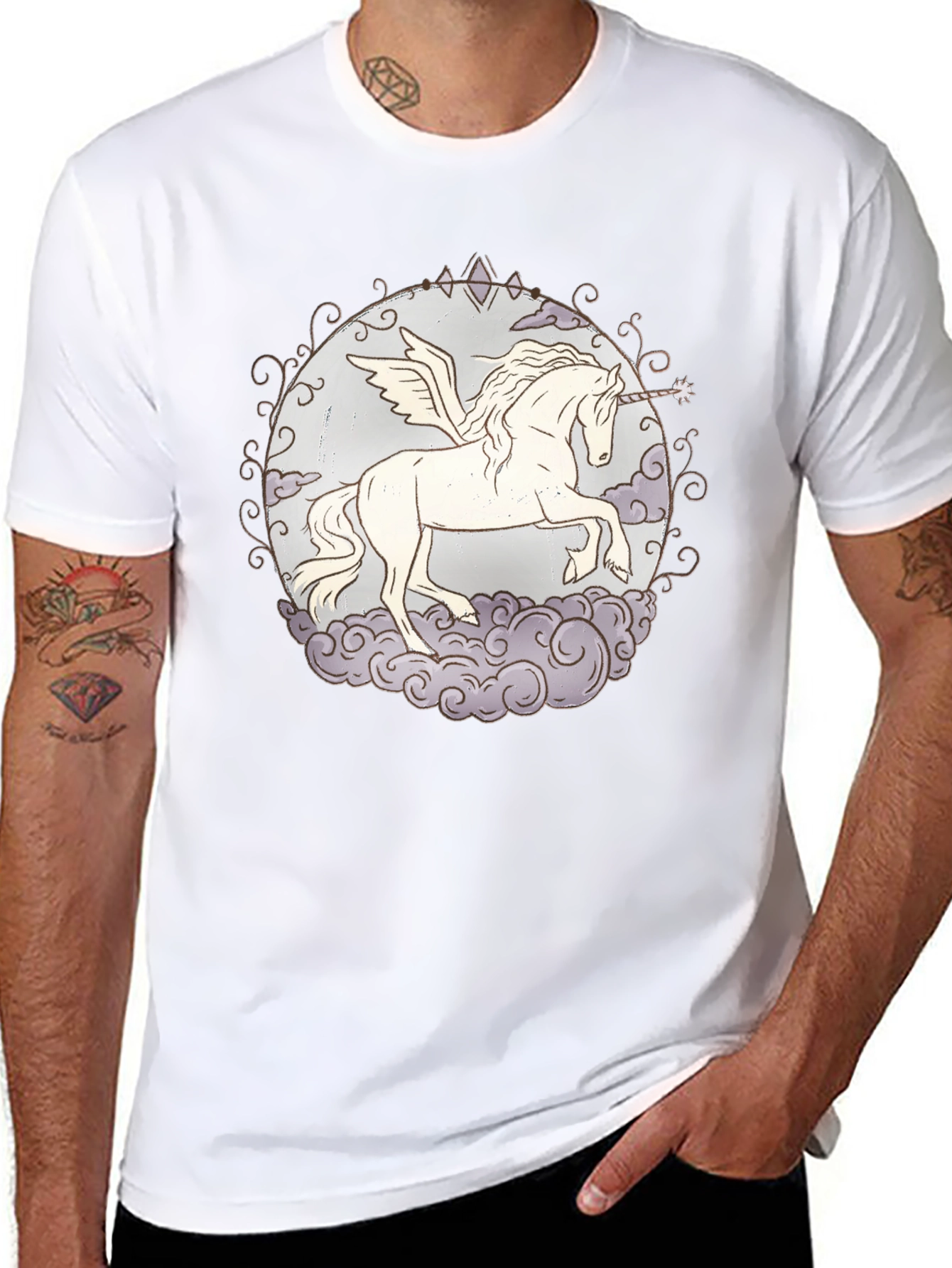 Unicorn Pegasus Graphic T-Shirt - Black