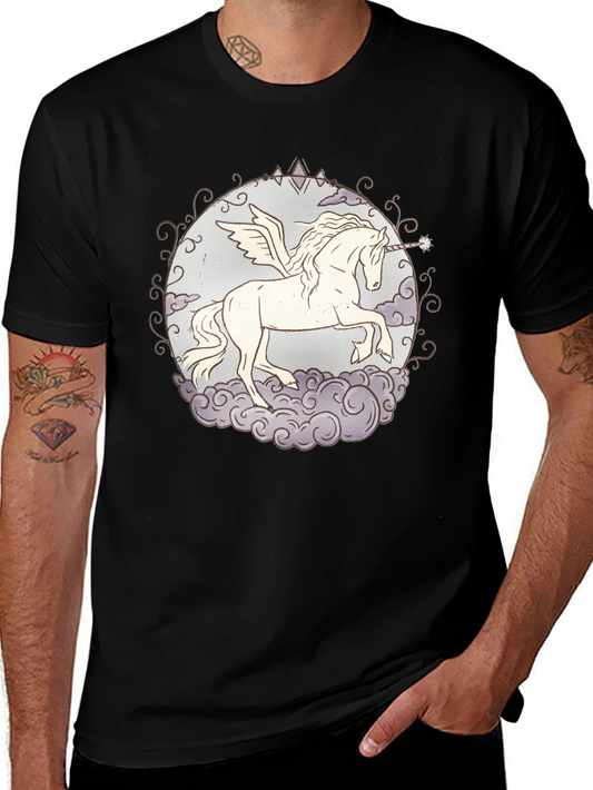 Unicorn Pegasus Graphic T-Shirt - Black
