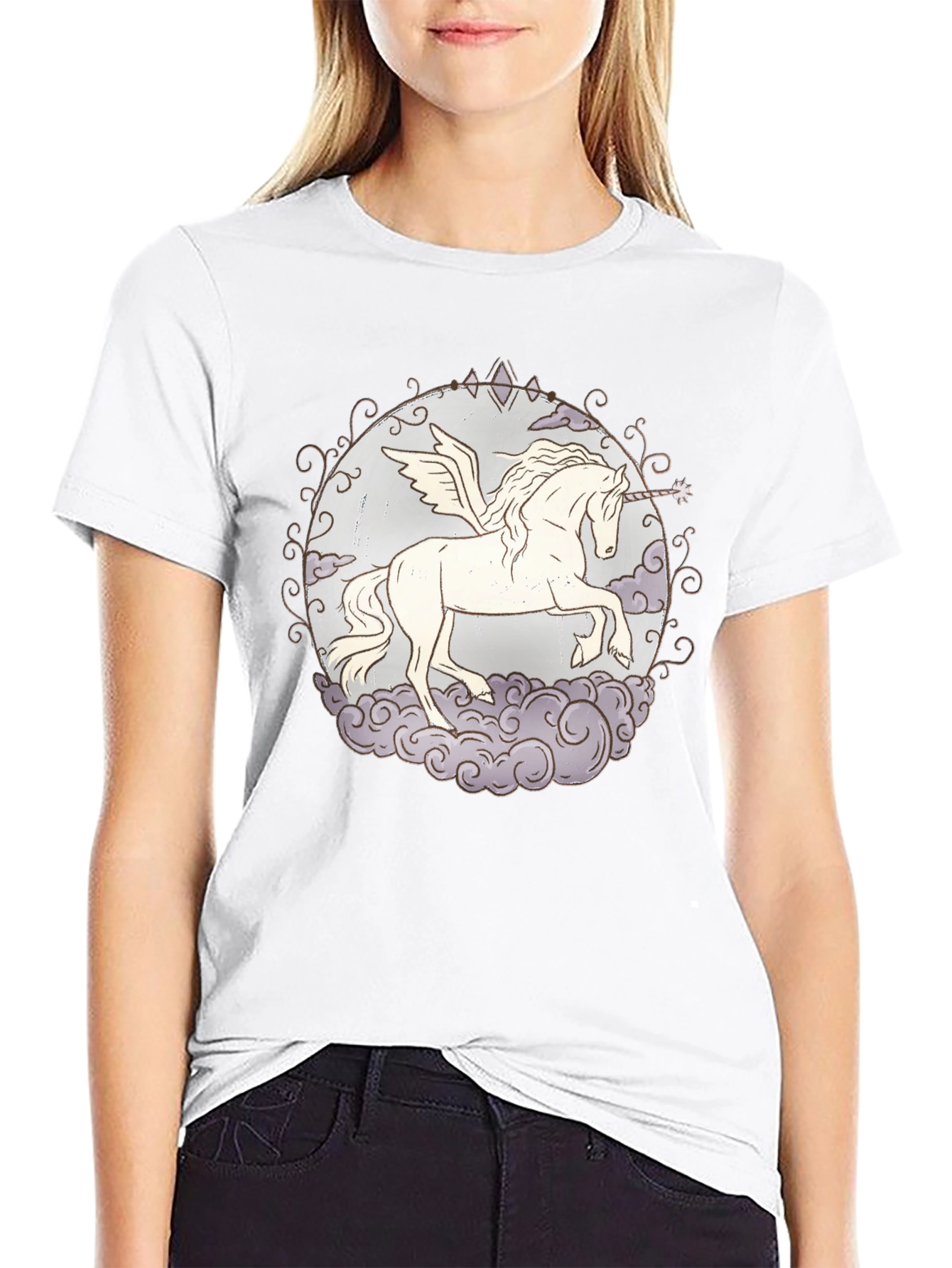 Unicorn Pegasus Graphic T-Shirt - Black