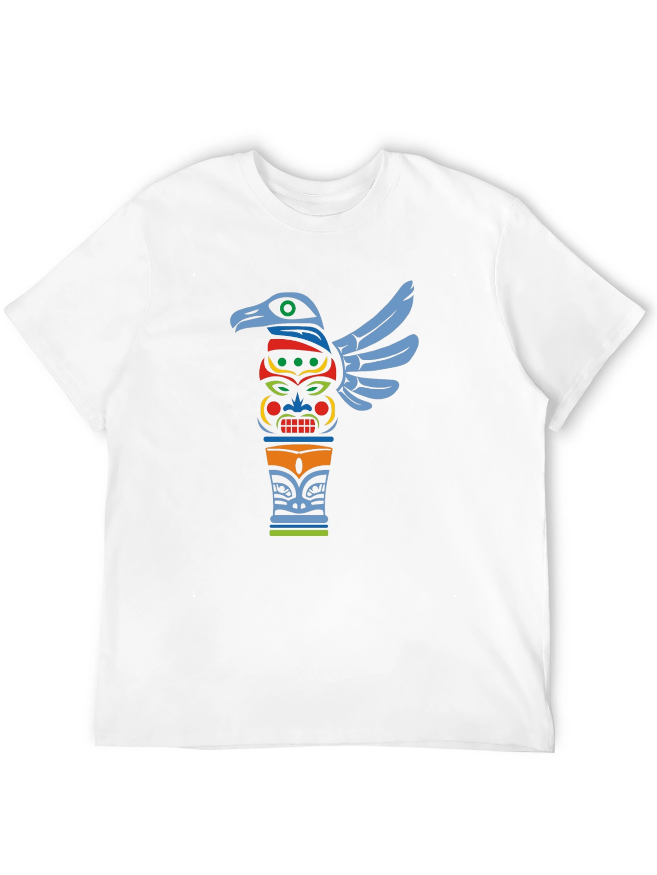 Tribal Totem Pole Graphic Tee - Black Cotton T-Shirt