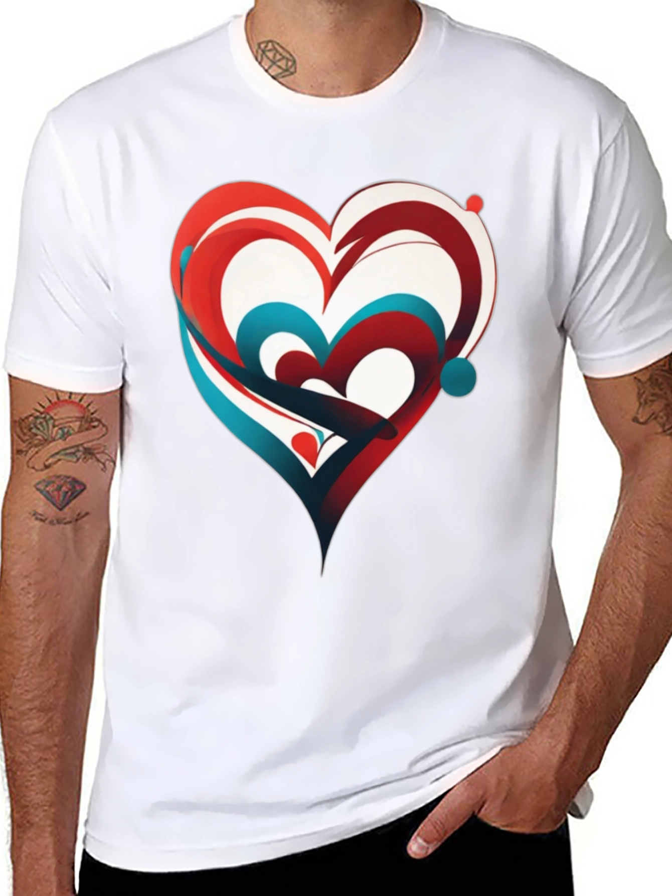 Abstract Heart Graphic Tee - Modern Design Casual Style