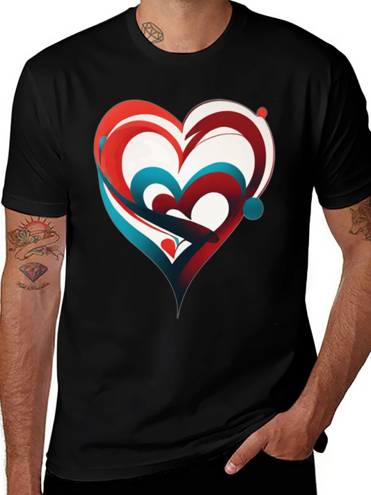 Abstract Heart Graphic Tee - Modern Design Casual Style