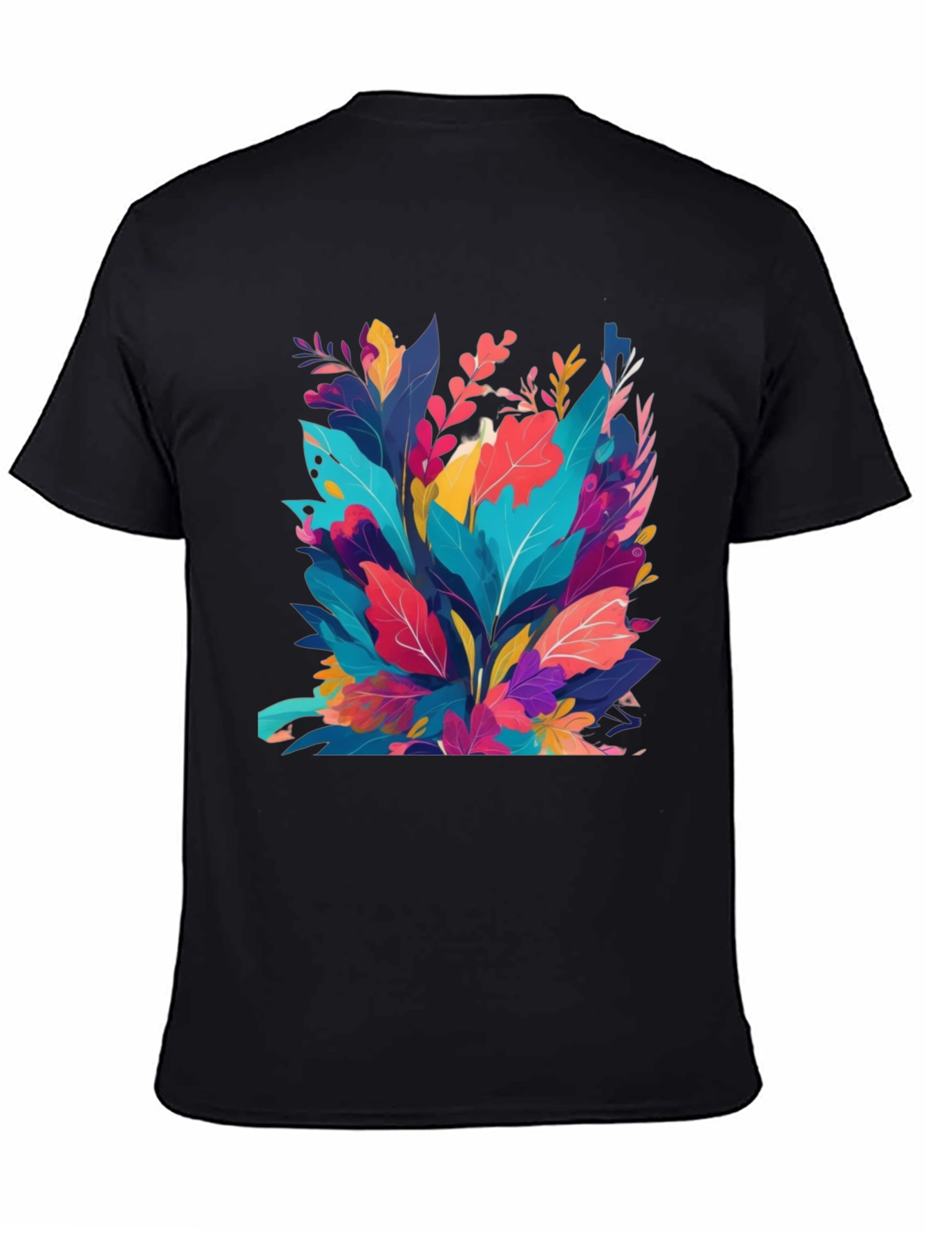 Vibrant Floral Print Black T-Shirt