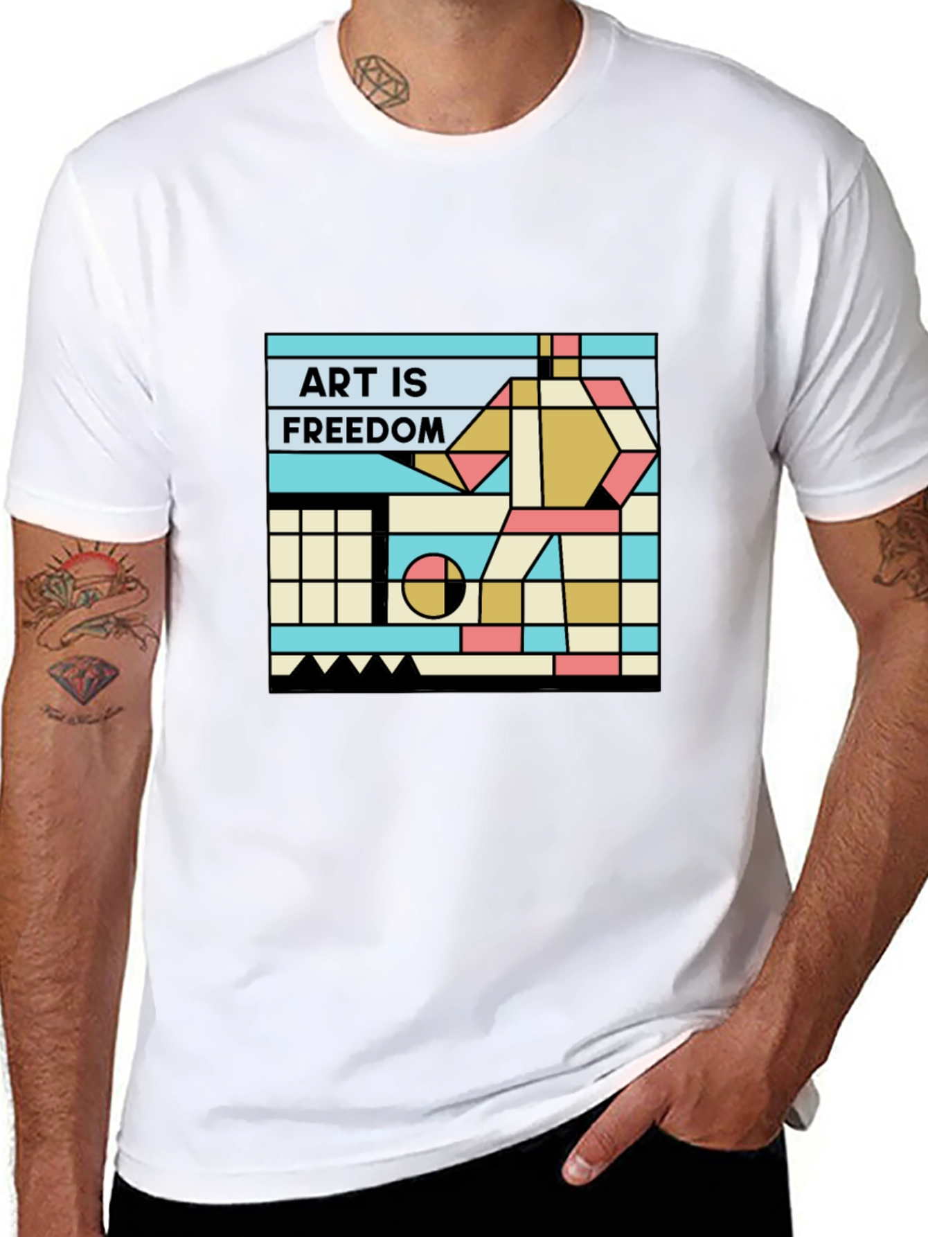Art is Freedom T-Shirt - Geometric Design
