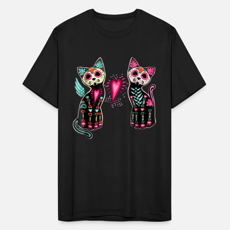 Day of Dead Sugar Cat T Shirt Cats Skeleton Skull