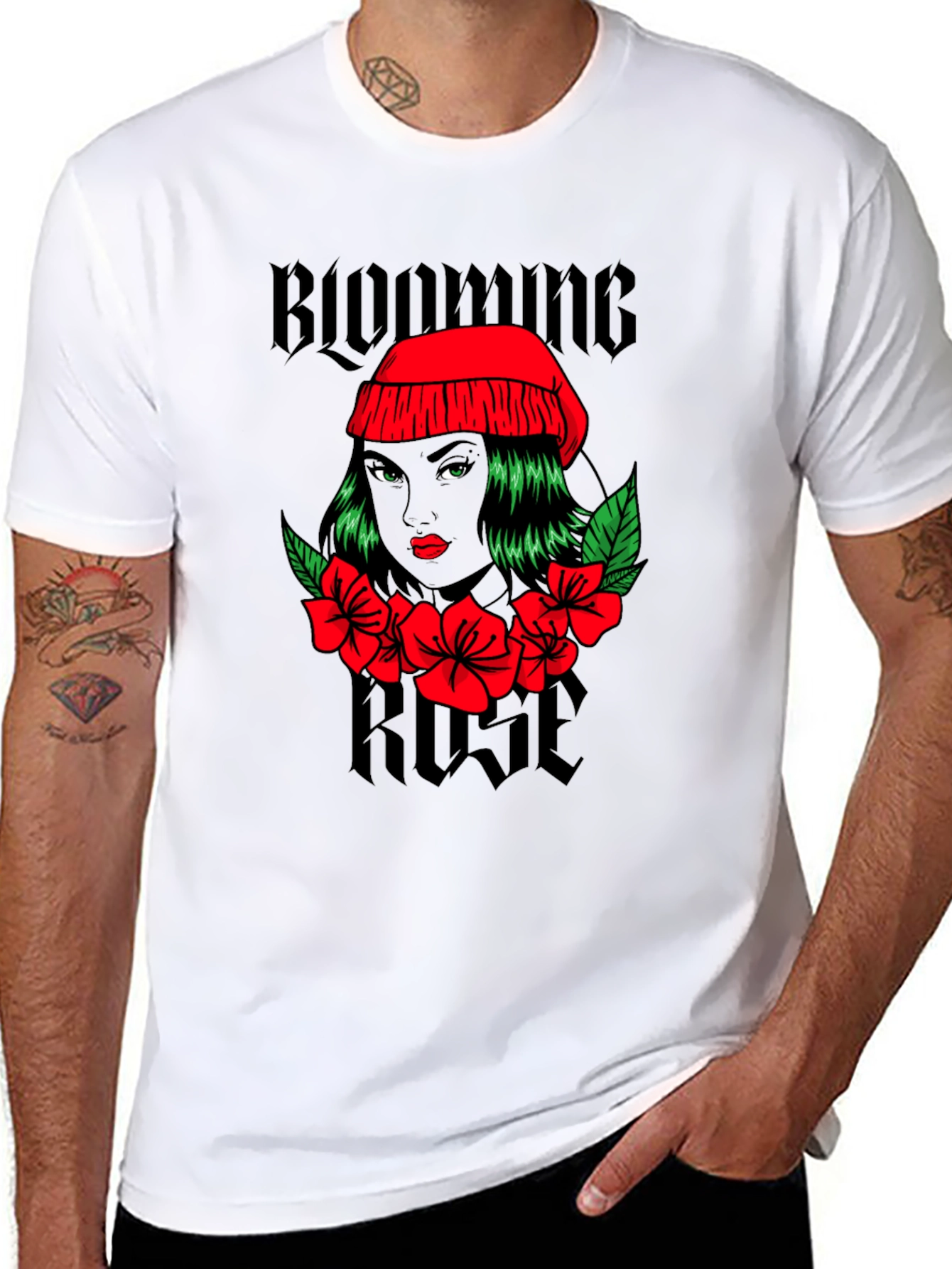 Blooming Rose Graphic Tee - Black Unisex T-Shirt