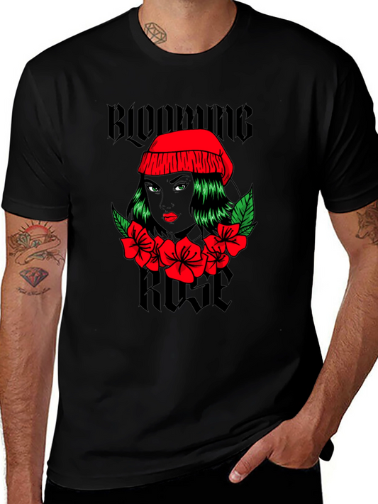 Blooming Rose Graphic Tee - Black Unisex T-Shirt