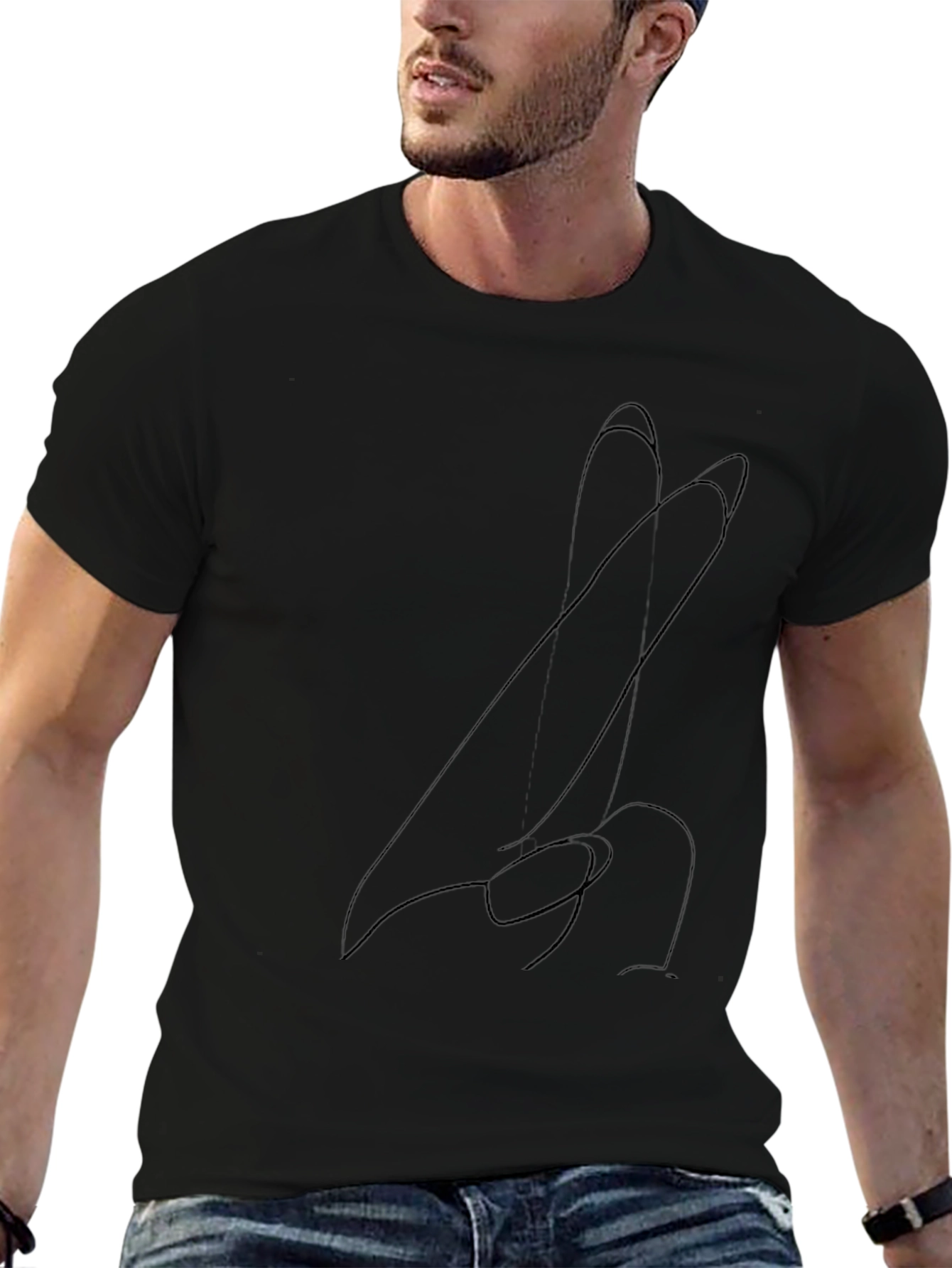 Abstract Line Art Black T-Shirt for Men