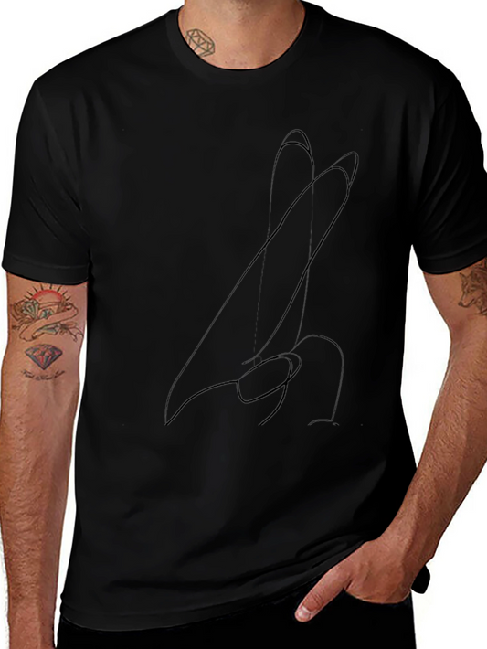 Abstract Line Art Black T-Shirt for Men