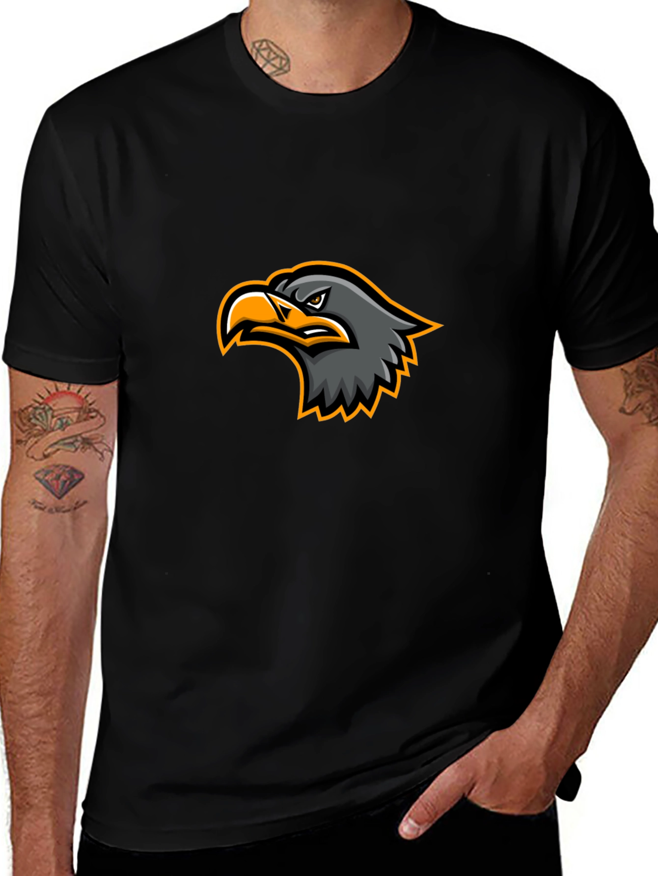 Black T-Shirt with Eagle Graphic