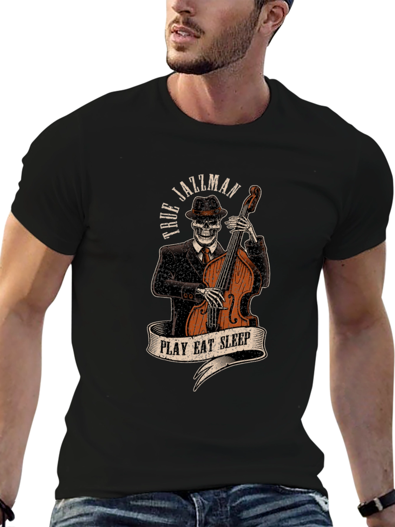 True Jazzman Skeleton Graphic T-Shirt