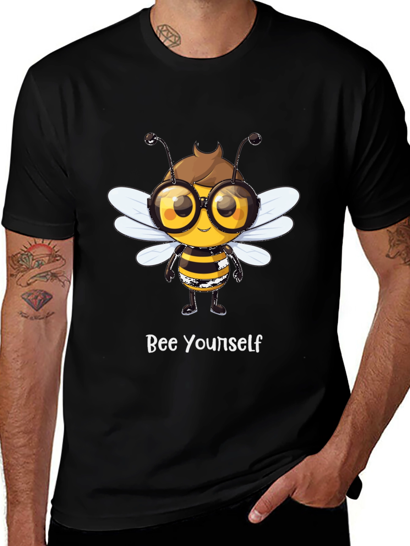 Bee Yourself Graphic T-Shirt - Stylish Black Tee